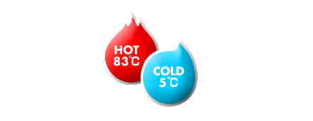 温水は83℃冷水は5℃